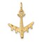 14K Yellow Gold Airplane Charm Pendant Jewelry New 21.5 X 15.5mm